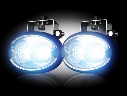 Recon Black Chrome Inside Clear Lens LED Oval Driving Lights - Click Image to Close